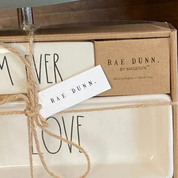 NEW 2 Piece SET Rae Dunn BEST MOM EVER / LOVE Desk Plaque & Tray Office/Organize - Picture 5 of 14